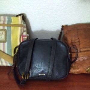 Lot Bundle of 3 Fossil Crossbody Purses